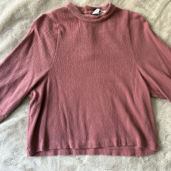 Madewell Texture & Thread Buttonback Mockneck Autumn Berry Size M - Picture 3 of 8